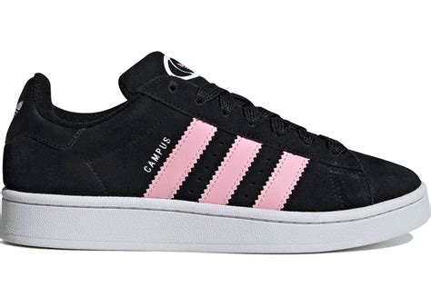 adidas black with pink stripes|black and pink adidas campus.